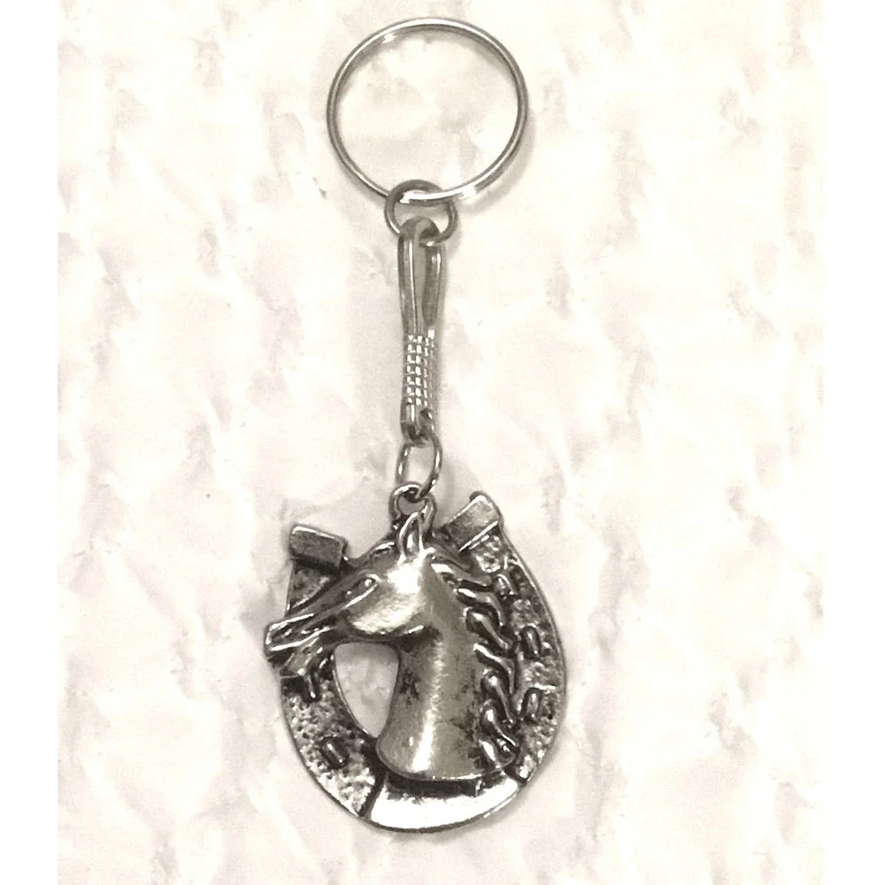 Lucky Horseshoe Horse Head Metal Keychain Charm Souvenir Mexico